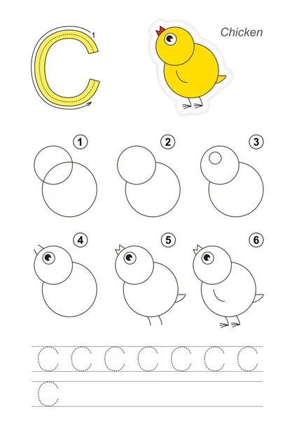 Tutorial de desenho para letra . — Vetor de Stock