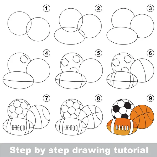 就学前の子供のための描画のチュートリアル. — ストックベクタ