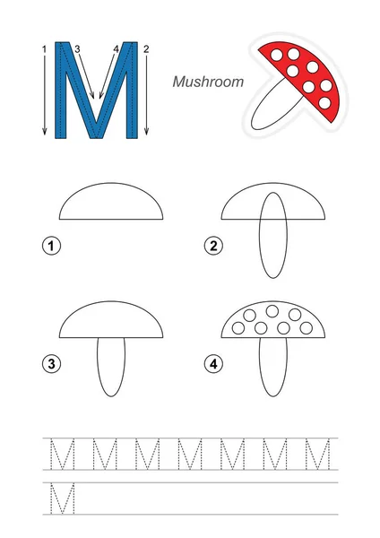 Tutoriel de dessin pour lettre . — Image vectorielle