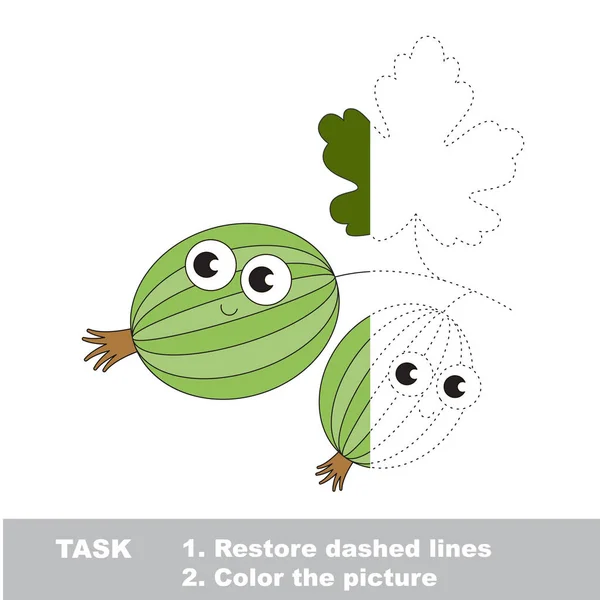 Gooseberry to be colored. Vector trace game. — Stock Vector