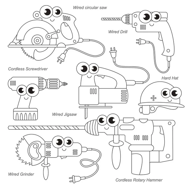 Vektor-Set von Motor-Tools bunt. — Stockvektor