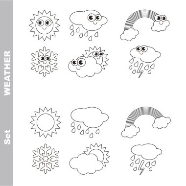 Farklı weathers karikatür. Renkli sayfa.