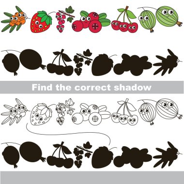 Komik çilek ayarlayın. Doğru gölge bul.