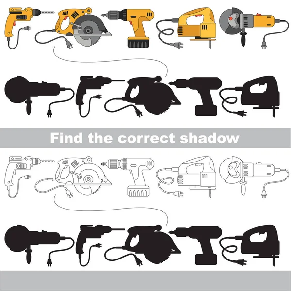 Motorwerkzeuge eingestellt. Richtigen Schatten finden. — Stockvektor