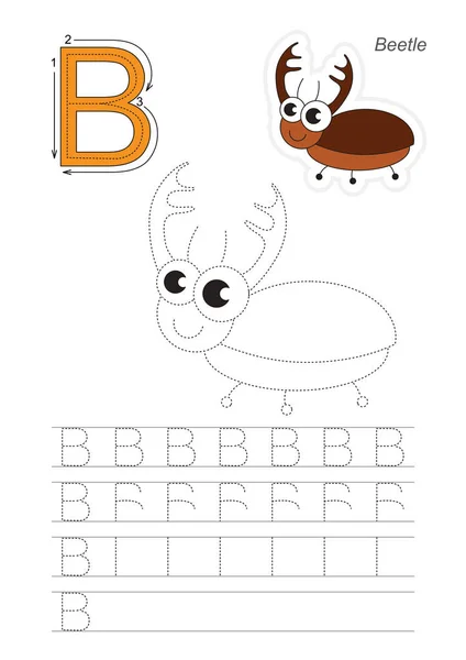 Ίχνος παιχνίδι για γράμμα B. Bug. — Διανυσματικό Αρχείο