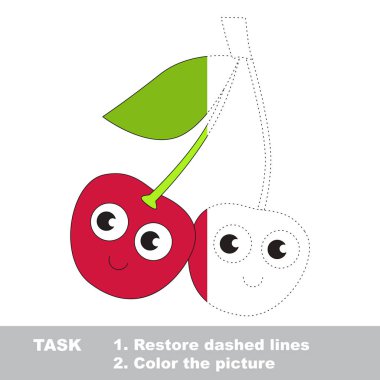 Tatlı kiraz renkli olabilir. Vektör izleme oyunu.