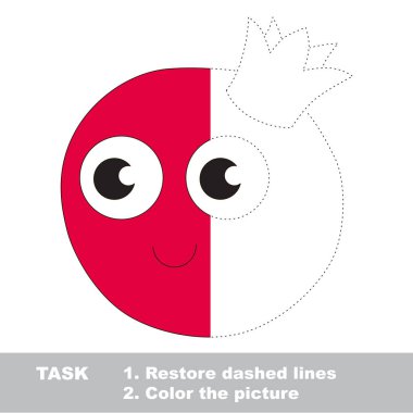 Tatlı nar renkli olabilir. Vektör izleme oyunu.