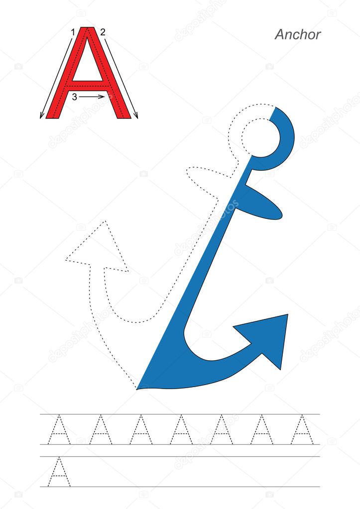 Half trace game for letter A. Anchor.