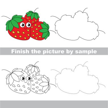Komik çilek. Çekme çalışma sayfası.