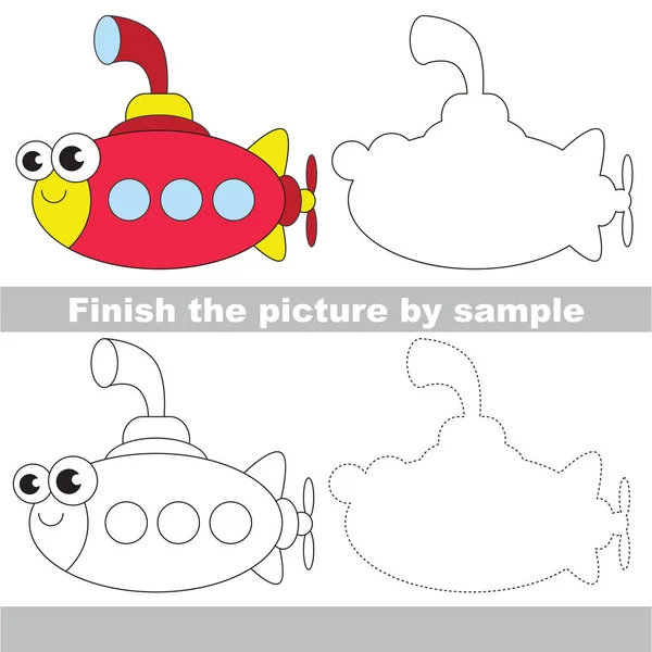 Funny Submarine. Drawing worksheet. — Stock Vector