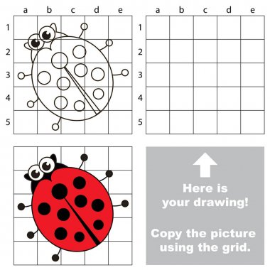 Kılavuz kullanarak görüntüyü kopyalayın. Uğur böceği.