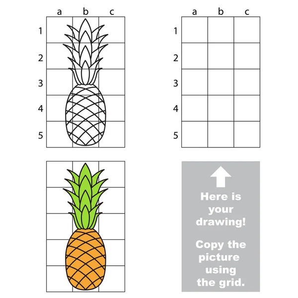 Kopiowanie obrazu za pomocą siatki. Ananas — Wektor stockowy