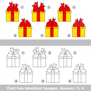 Görsel basit oyun. Gizli çift hediyeler bulmak