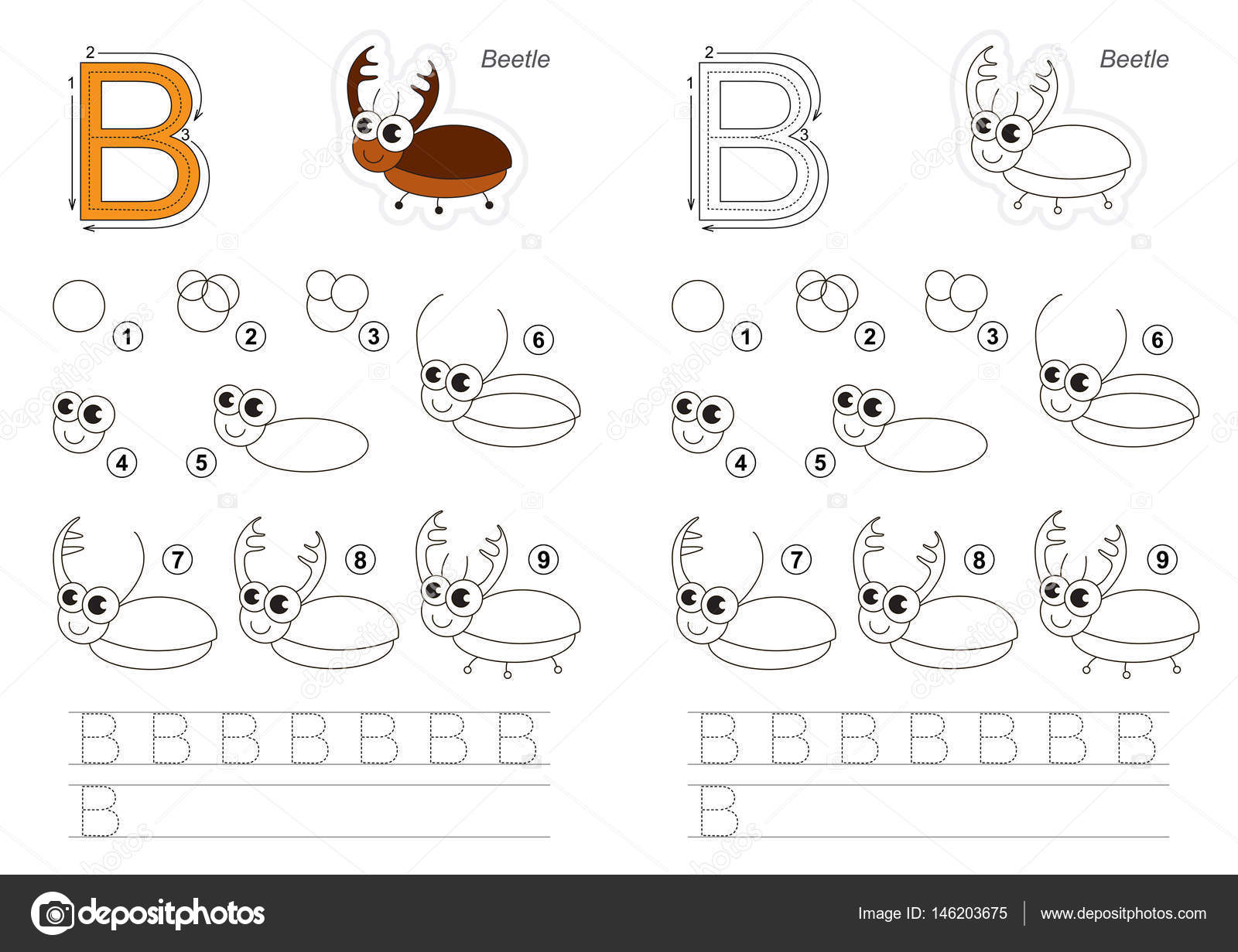 Tutorial de desenho para crianças. nível fácil. folhas de educação