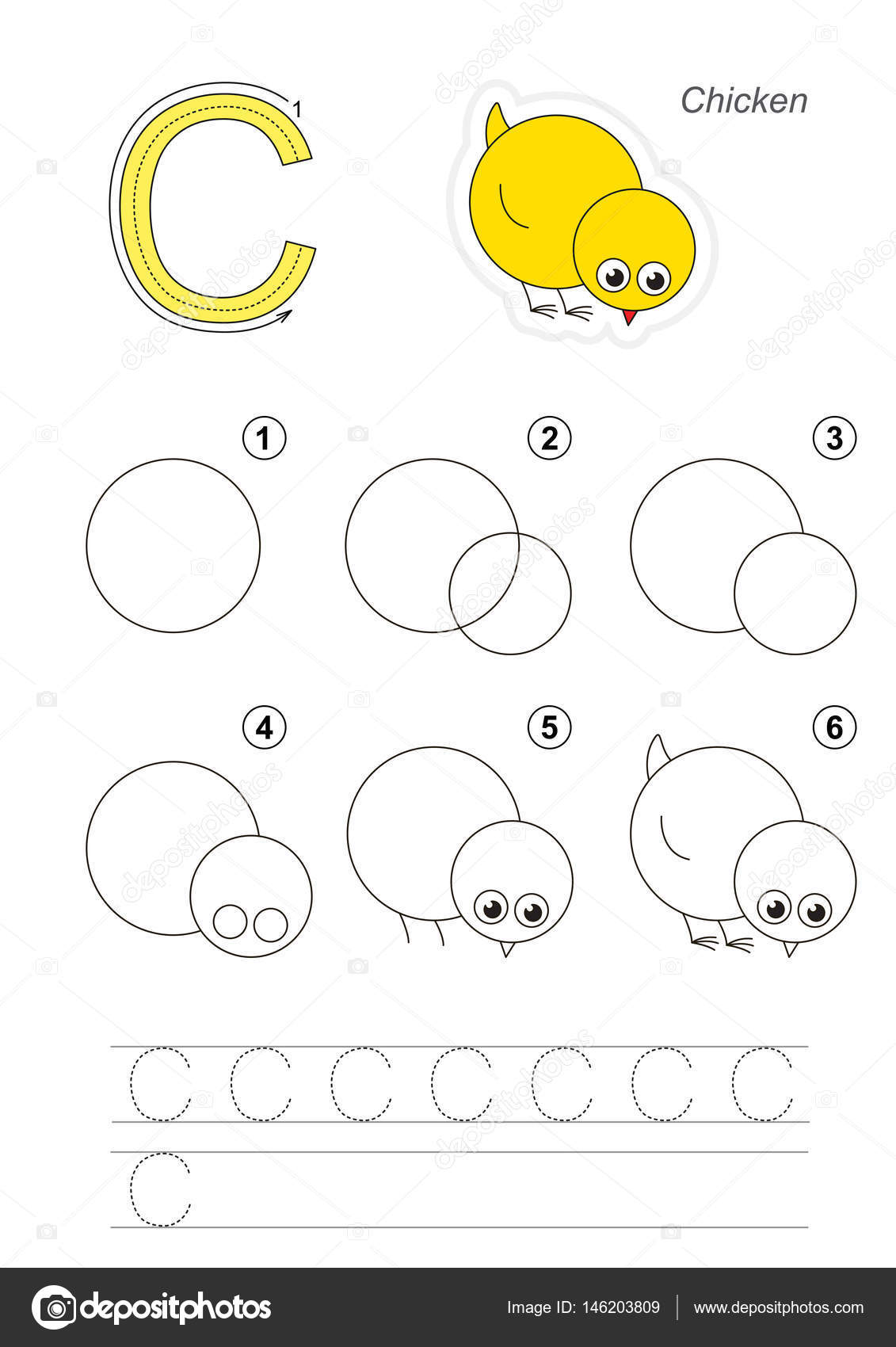 Jogo educativo miúdo simples. Tutorial de desenho . imagem vetorial de  Anna_Mikhailova© 145421935