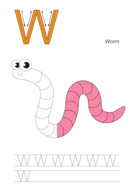 Yarım izleme için mektup W. komik pembe solucan oyunu.