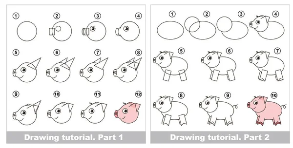 Tutorial de dibujo para niños . — Archivo Imágenes Vectoriales