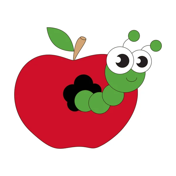 Jabłko robak kreskówek. — Wektor stockowy