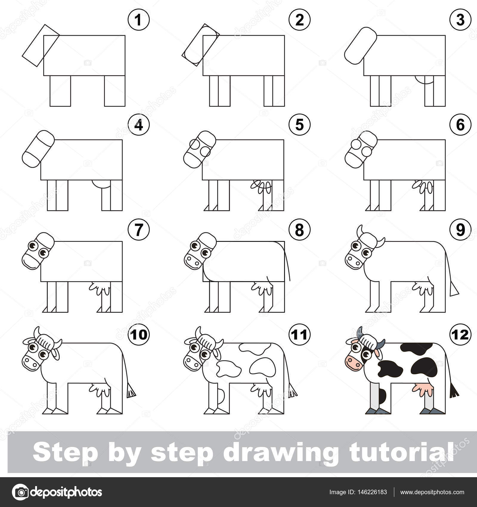 Desenho passo a passo. tutorial de desenho para crianças. nível