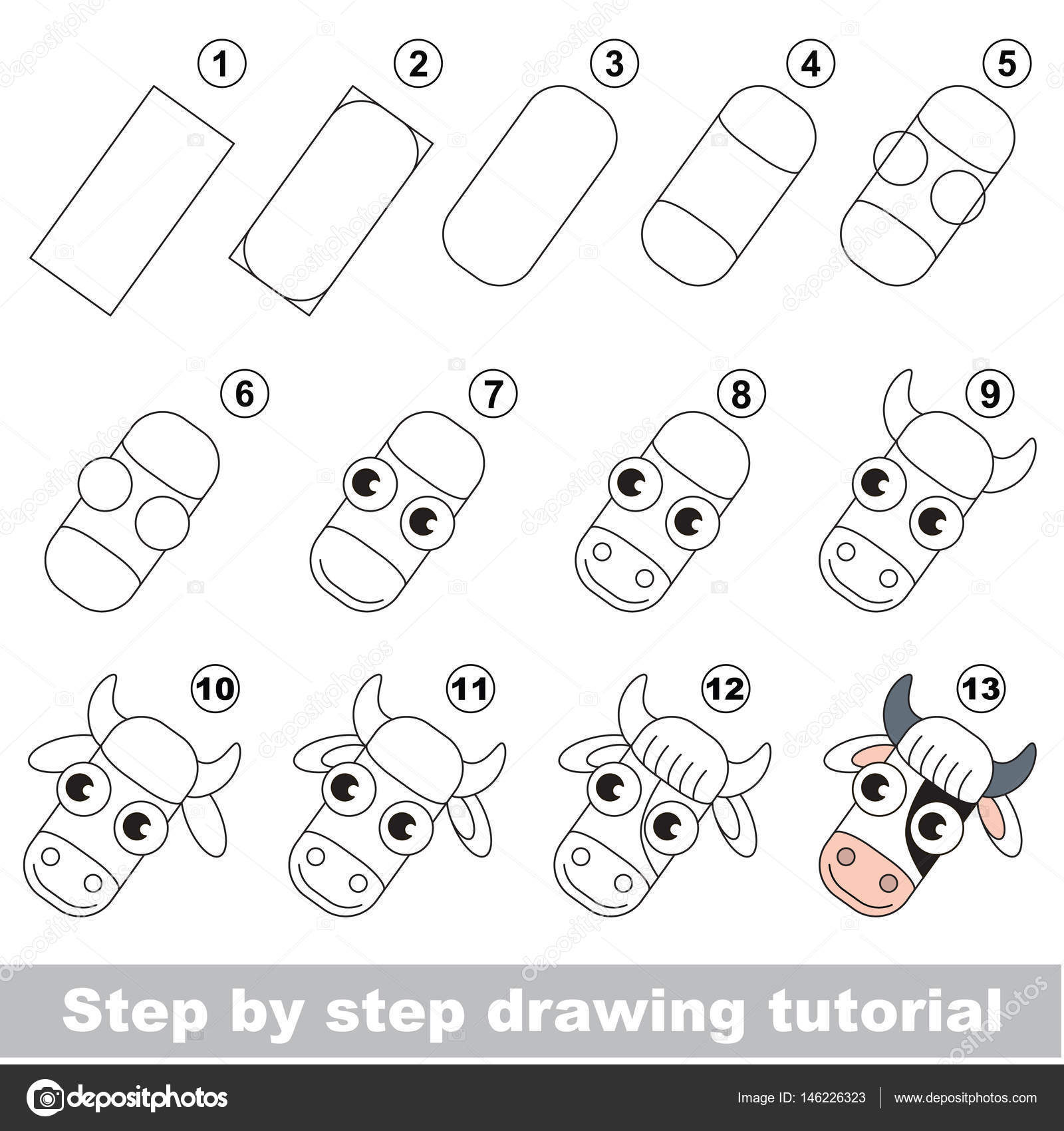 Desenho passo a passo. tutorial de desenho para crianças. nível
