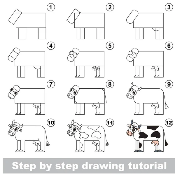 Dibujo tutorial niño . — Vector de stock