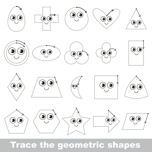 Tutorial de rastreamento para crianças aprenderem formas geométricas . —  Vetores de Stock