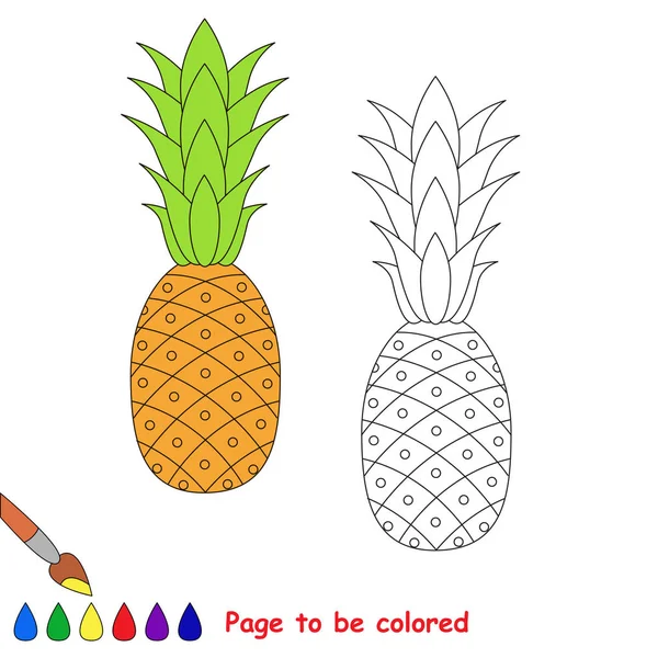 Спелый ананасовый мультик. Страница, которую нужно раскрасить . — стоковый вектор