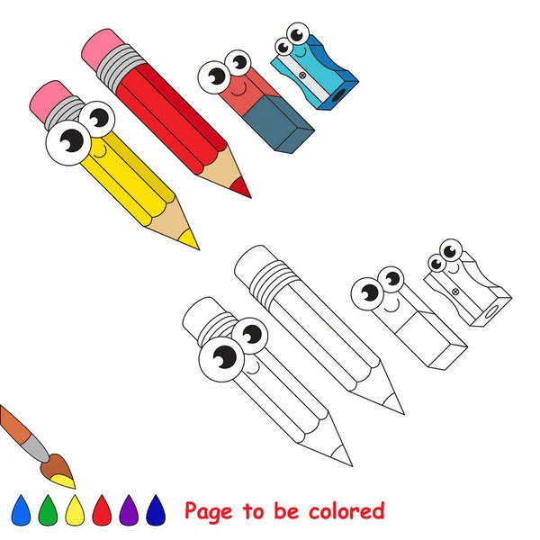 Desenhos animados de artigos escolares. Página a ser colorida . — Vetor de Stock