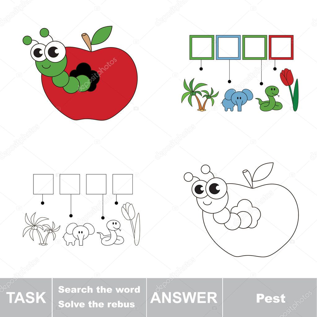 Search the word Pest. The cute apple worm.