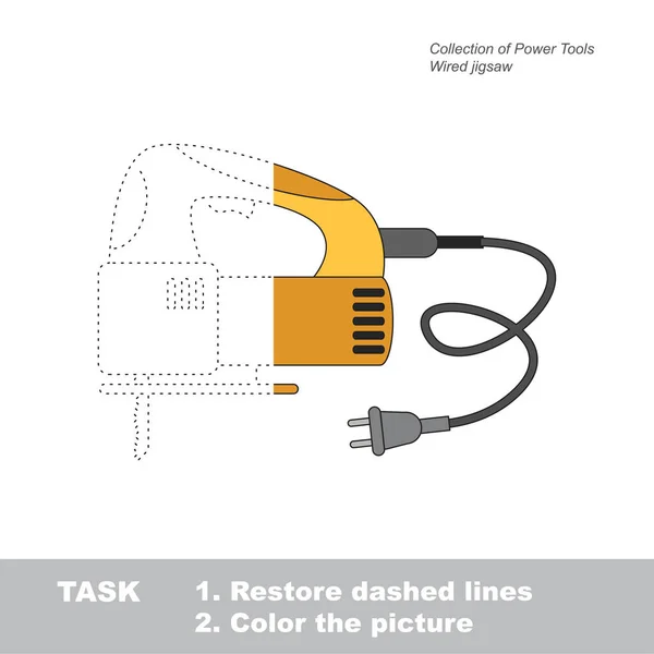Elektrowerkzeug eingefärbt werden. Vektor-Spur Spiel. — Stockvektor