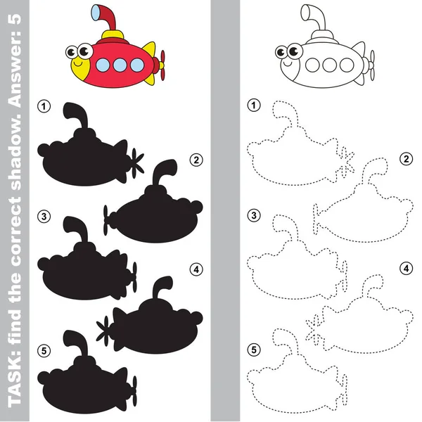 Submarino. Encontrar verdadera sombra correcta . — Vector de stock