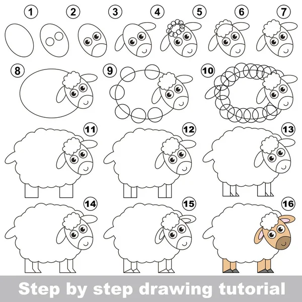 Tutoriel de dessin pour enfants d'âge préscolaire . — Image vectorielle