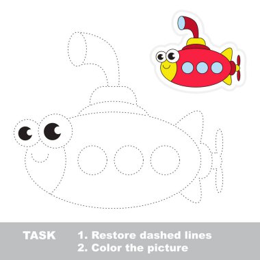 Komik denizaltı izlenecek. Vektör izleme oyunu.