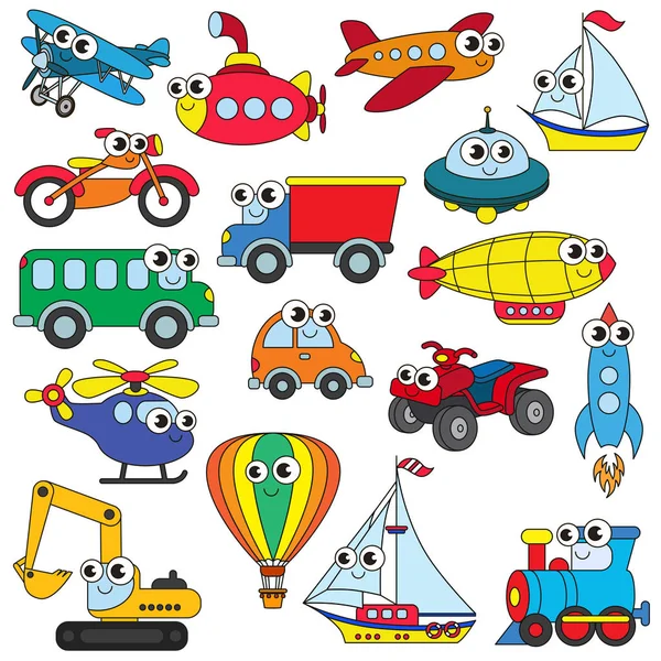 Juego de transporte divertido colorido . — Vector de stock