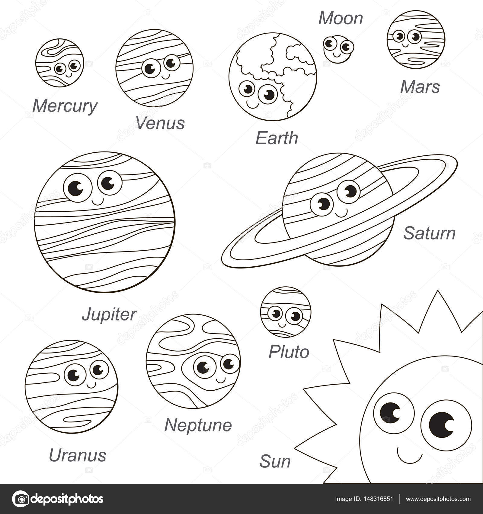 lindo conjunto de planeta de sistema solar la colección de la
