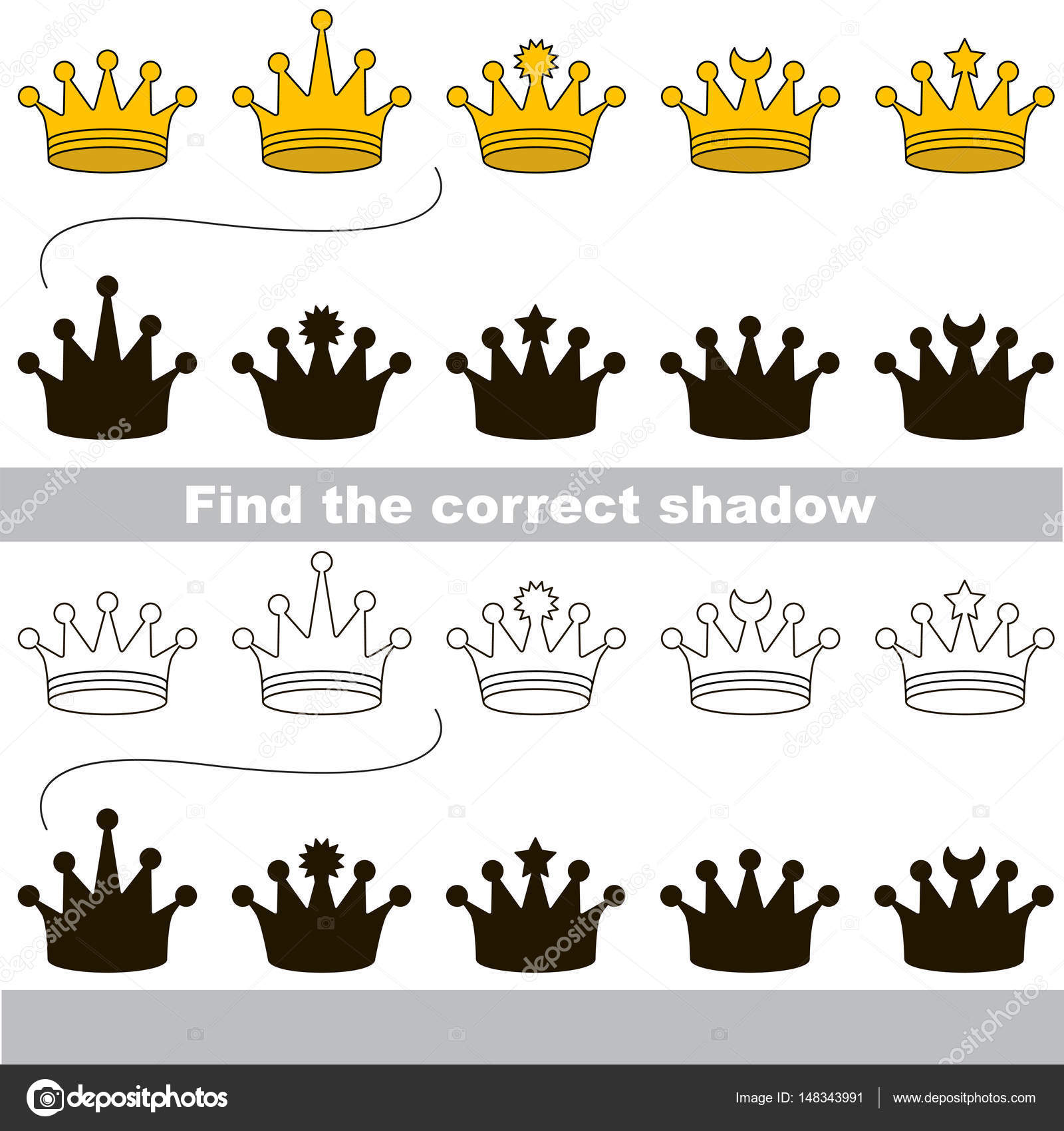 O jogo educacional para crianças encontra o conjunto de sombras