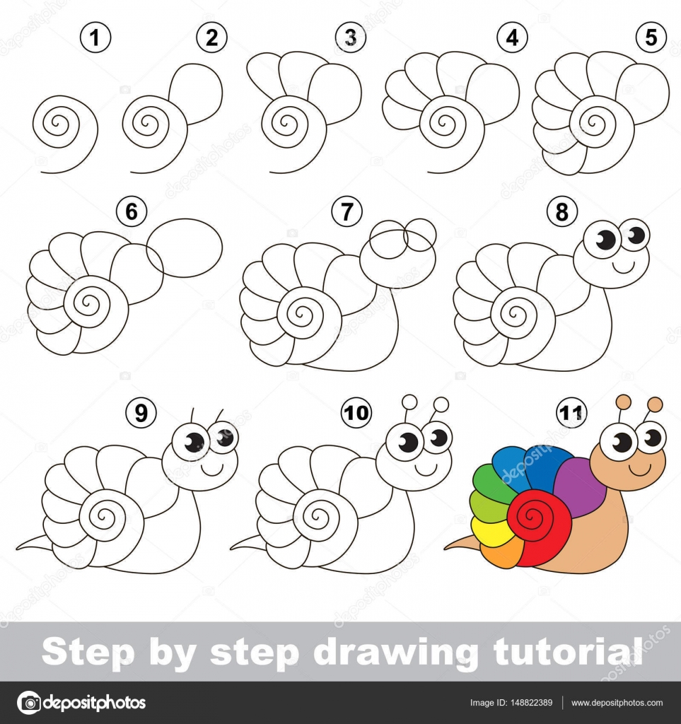 Tutorial de desenho para crianças. nível fácil. folhas de educação