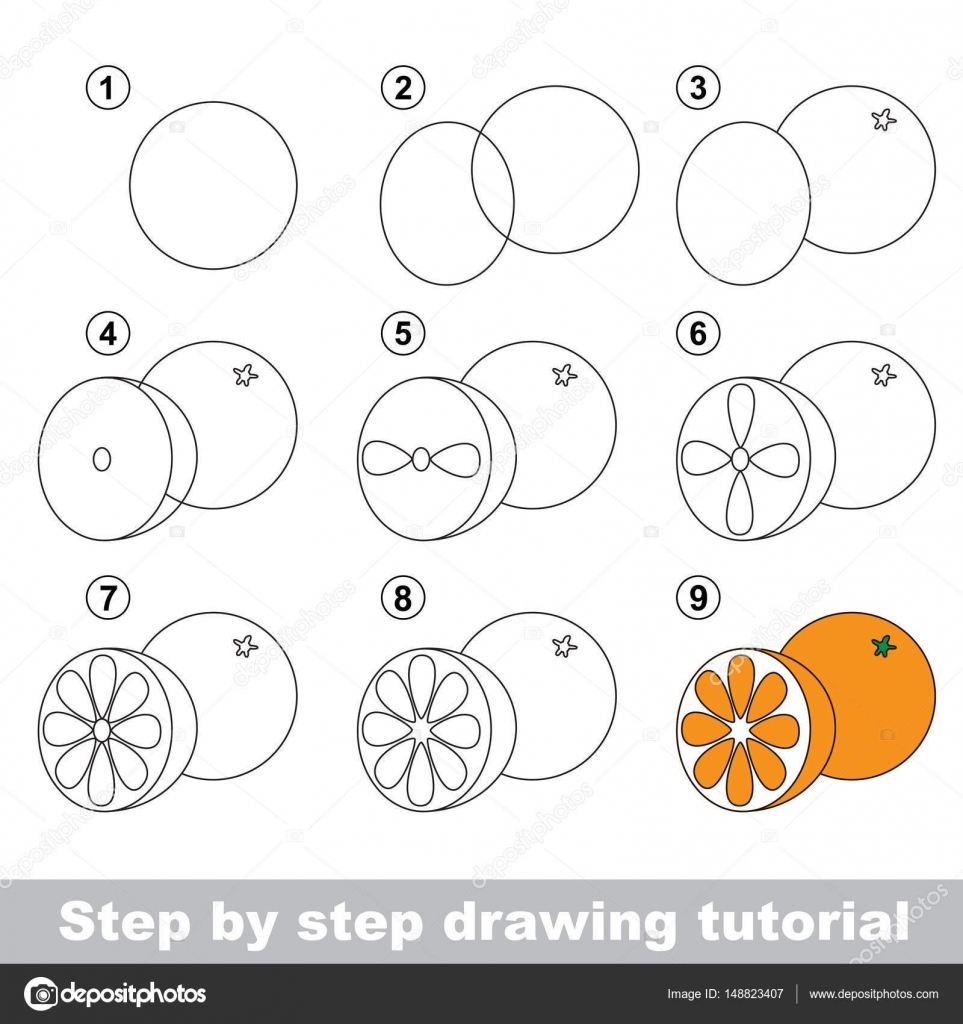 Tutorial de desenho para crianças. nível fácil. folhas de educação