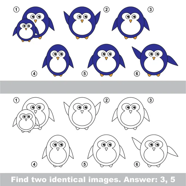 视觉的游戏。查找隐藏的企鹅夫妇. — 图库矢量图片