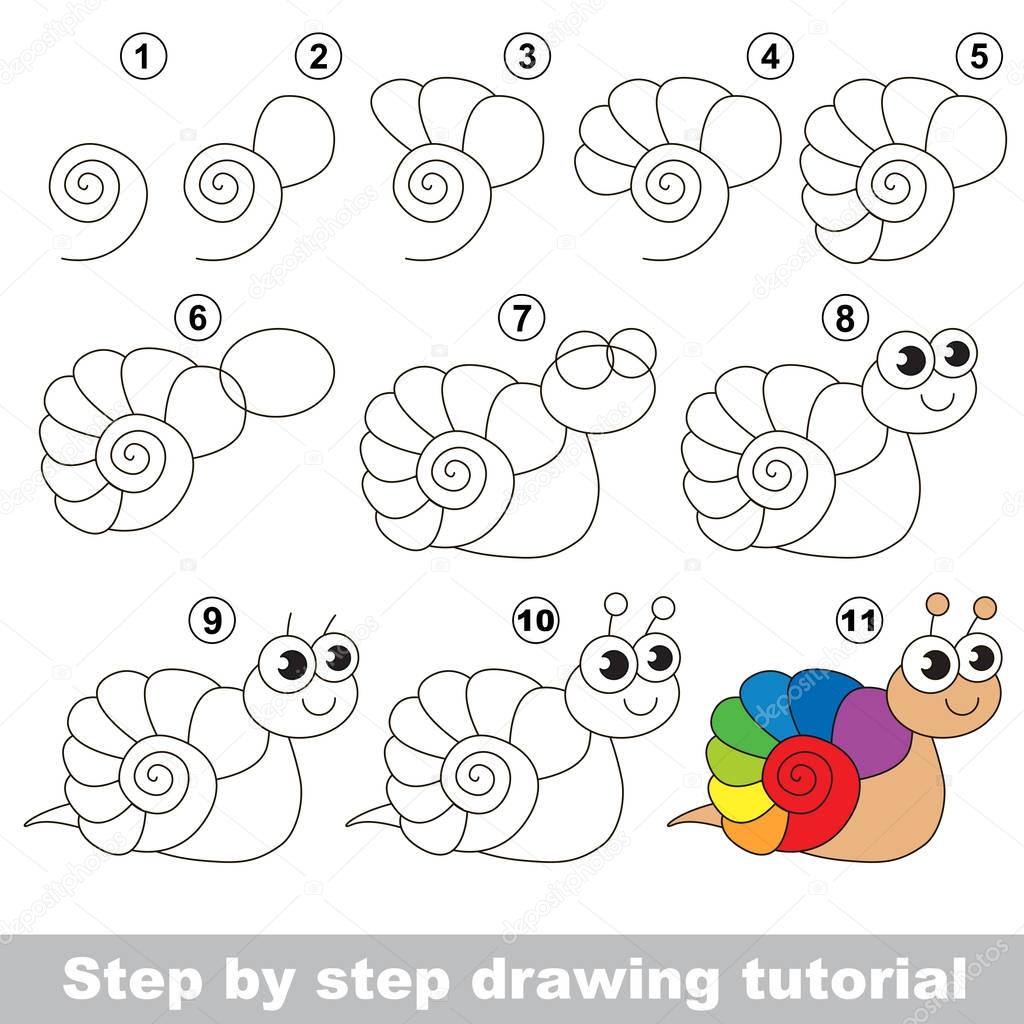 Drawing tutorial. The Rainbow Snail.