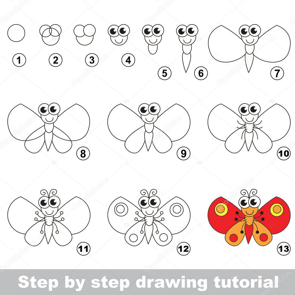 Butterfly. Drawing tutorial.