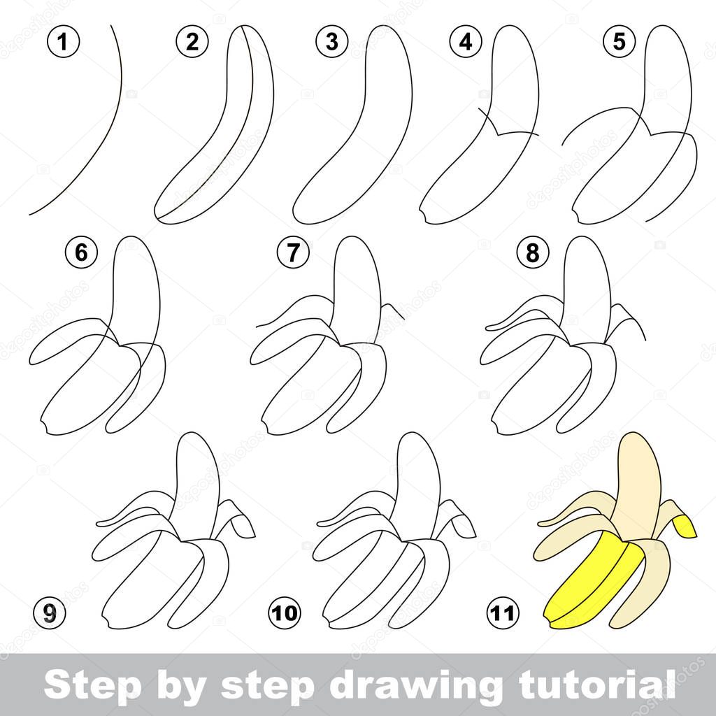 Drawing tutorial. Banana.
