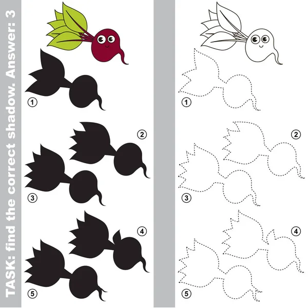 Encontrar verdadera sombra correcta, el niño educativo juego . — Vector de stock