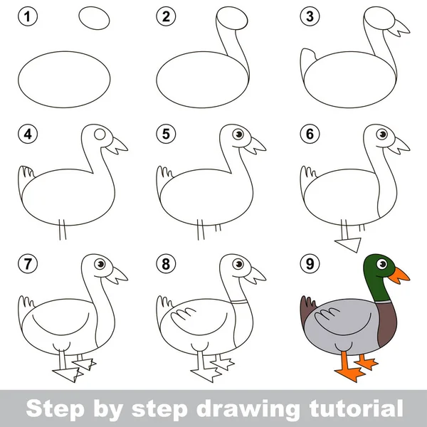 Tutorial de dibujo para niños preescolares . — Vector de stock