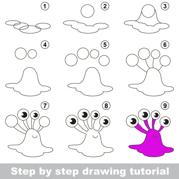 Tutorial de desenho para crianças pré-escolares . — Vetor de Stock