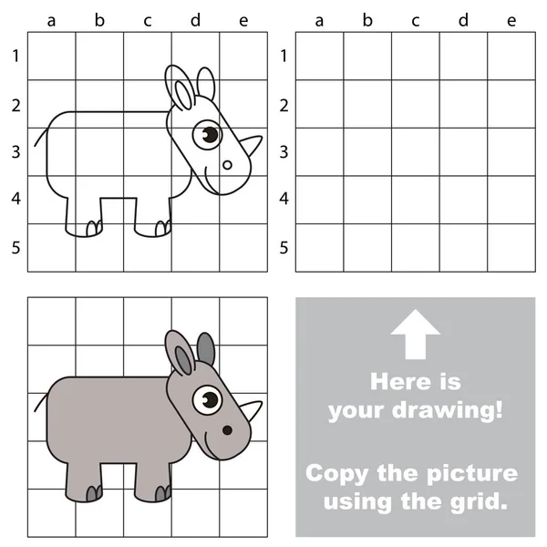 Скопируйте изображение с помощью сетки, простой развивающей игры для детей . — стоковый вектор