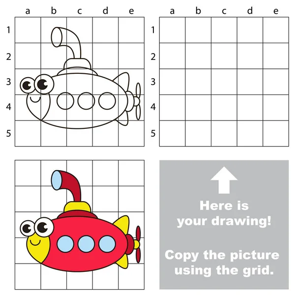 Copiez l'image à l'aide de la grille, le simple jeu éducatif pour enfants . — Image vectorielle