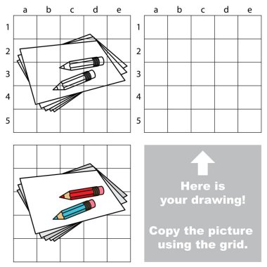 Kılavuz, basit eğitim çocuk oyunu kullanarak resim kopyalama.