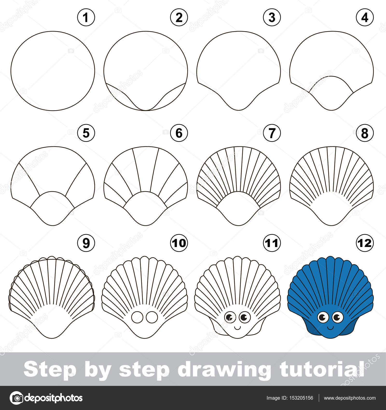 Jogo educativo miúdo simples. Tutorial de desenho . imagem vetorial de  Anna_Mikhailova© 145421935