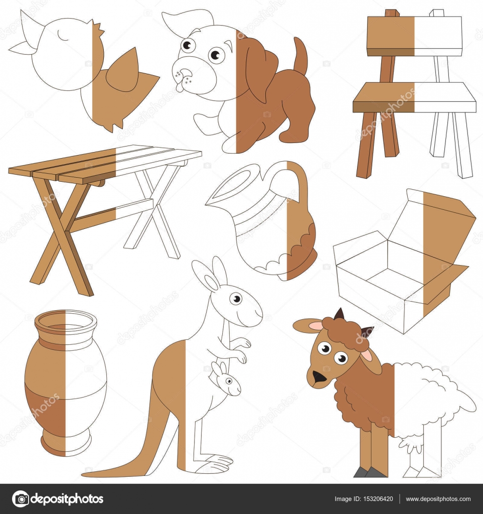 Brown Color Objects The Big Kid Game To Be Colored By Example